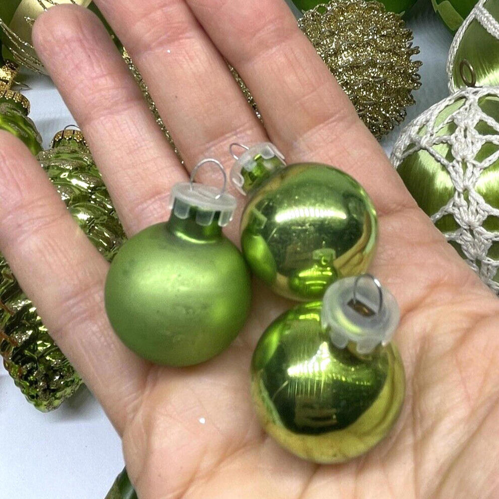 Green Gold White Glass Satin Christmas Ornaments Mixed LOT of 40 - Picture 2 of 9